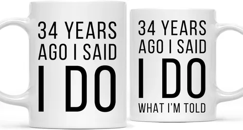 Vista 59 de Andaz Press Divertida taza de café de 11 onzas para parejas con texto en inglés "I Said I Do, I Said I Do What I'm Told", paquete de 2 con caja