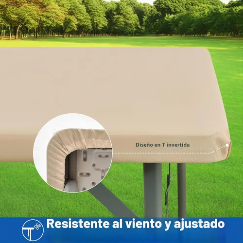 Vista 3 de Fundas para mesa de tarjetas cuadradas de 34 x 34 pulgadas, resistentes al viento, lavables Beige