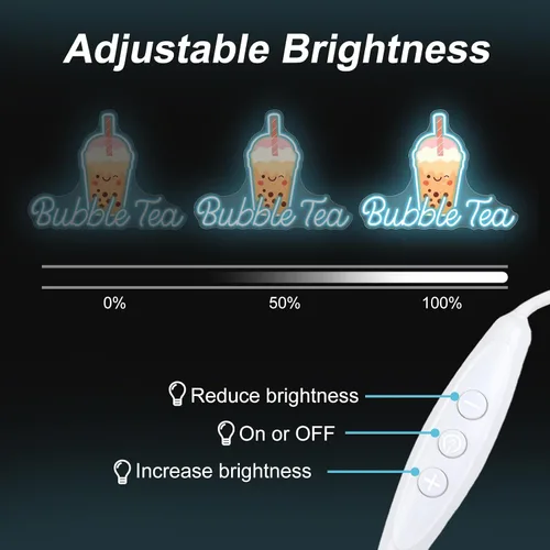 Vista 8 de Letrero de Neón de Té de Burbujas, Luz LED de Neón de Té Boba y Leche para Bebidas, Café, Barra de Tienda, Decoración de Pared, Arte Personalizado
