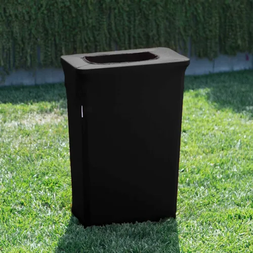 Vista 2 de LA Linen Funda elástica de elastano ajustable para cubo de basura Slim Jim de 23 galones, cubierta de contenedor de residuos, decoración de patio