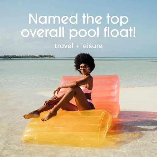 Vista 7 de FUNBOY Tumbona Chaise Inflable Gigante de Lujo Transparente Arcoíris, Silla Flotador de Piscina para Adultos, Perfecto para una Fiesta de Verano