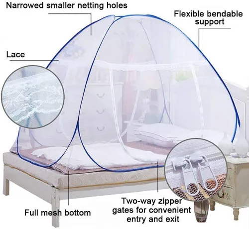 Vista 4 de Carpa de mosquitero plegable autónoma nueva portátil para cama 1/2 aberturas