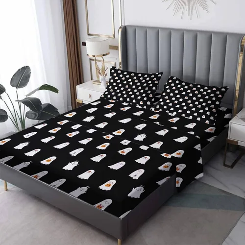 Vista 10 de Generic Juego de sábanas y fundas de almohada estampadas de 3 piezas para niños y niñas, tamaño individual, sábana bajera ajustable de microfibra