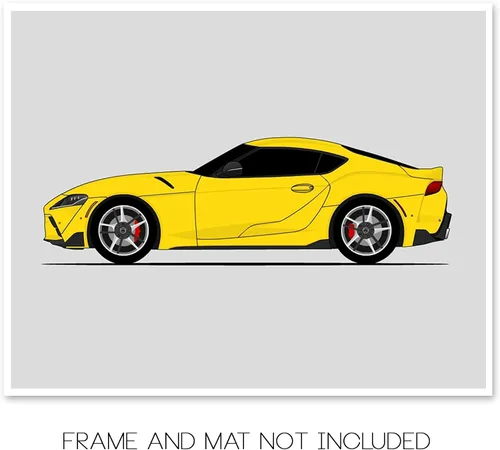 Vista 2 de Custom Car Posters Handmade Poster compatible with Toyota Supra (2020-Present) A90 MK5 (Side Profile) Print Wall Art Décor - 8x10 Metallic Print
