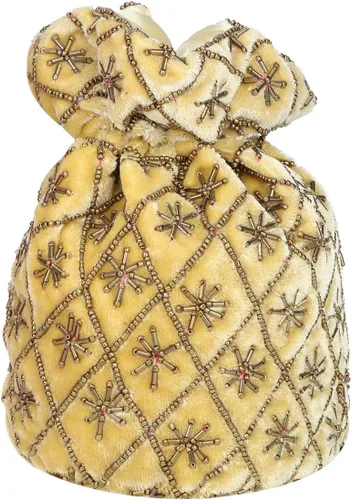 Vista 2 de Suman Enterprises Bolsa india Potli para boda, bolso de mano de novia de diseñador, bolsa de joyería, bolsa de adoración Potli para niñas y mujeres