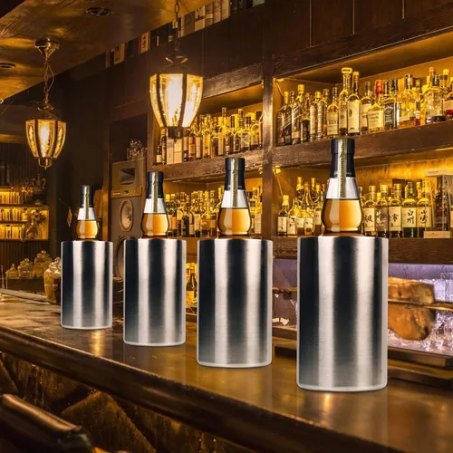 Vista 8 de Jolitac Cubo enfriador de vino, cubo enfriador de vino de doble pared de acero inoxidable, mantiene el frío durante horas, enfriador de botellas