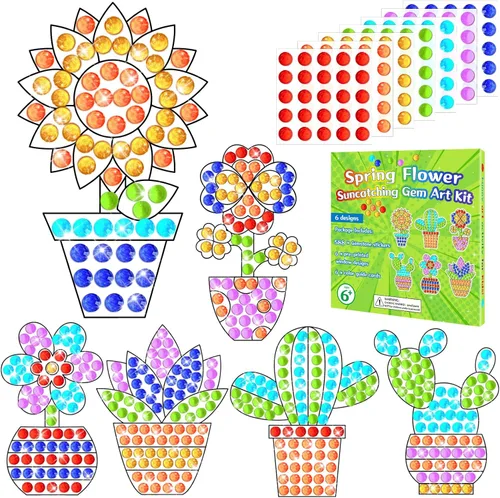 Vista 13 de Qyeahkj 6 piezas de manualidades del día de San Patricio, sombrero de trébol, gema de diamante, atrapasoles para niños, pintura de diamantes de San