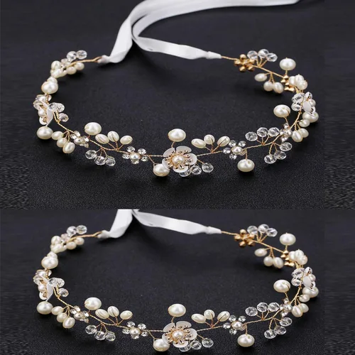 Vista 9 de Accesorios para el cabello de boda para niños, diadema de princesa, diadema de flores blancas, perla para niñas, linda banda para el pelo de boda