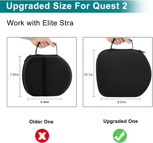 Vista 5 de Funda de viaje rígida compatible con Oculus Quest 2 con correa Elite, funda de transporte de protección portátil para Oculus Quest VR, auriculares
