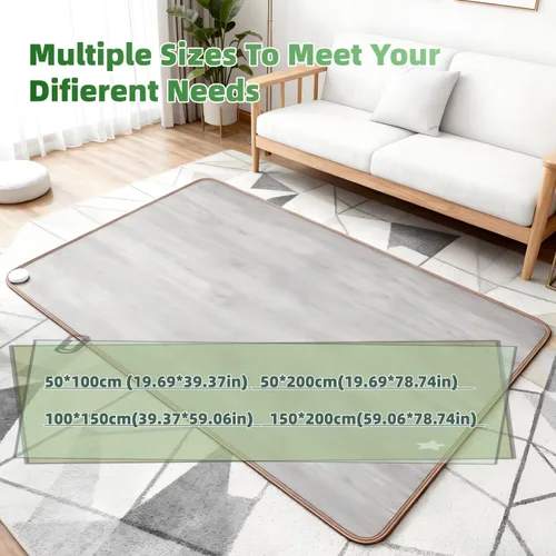 Vista 2 de Heated Rug Indoo with Adjustable Temperature 12 Hour Timer, Electric Heating Area Rug, Winter Under Desk Foot Warmer for RV, Living Room