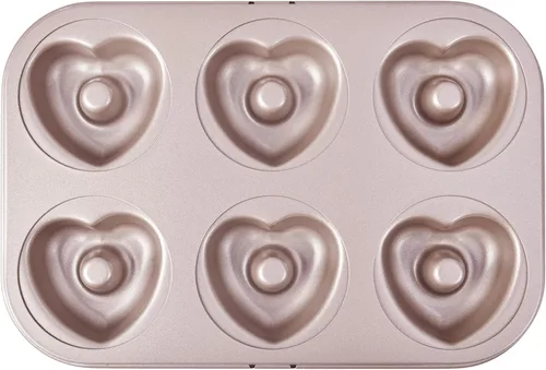Vista 8 de Molde de Donas Elegante, Molde de Donas de 6 Cavidades, Molde de Bundt de Acero Resistente Antiadherente con Forma de Corazón y Flor, Redondo, Juego