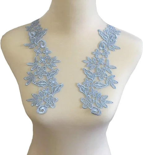 Vista 18 de 1 par de apliques de bordado para boda, encaje floral, adornos de costura (negro A)