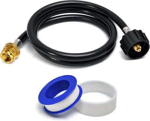 Vista 2 de ABYDA Manguera adaptadora de propano de 12 pies, manguera de tanque de propano de 1 libra a 20 libras con QCC1/tipo 1 para 5-40 libras, manguera