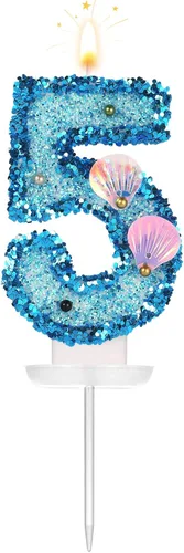Vista 8 de Vela de número de cumpleaños de 3 pulgadas, con purpurina para decoración de pastel, lentejuelas y números de pastel para cumpleaños, boda