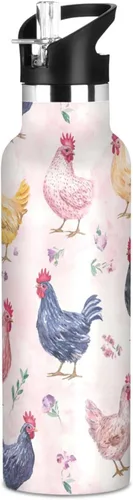 Vista 12 de Botella de agua aislada con popote Kawaii Devon Rex Cats Blush doble pared aislada al vacío ligera para deportes, gimnasio, viajes al aire libre