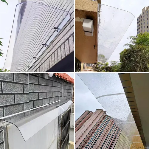 Vista 7 de Toldo invisible para puerta delantera al aire libre, toldo para puerta, cubierta de policarbonato transparente silencioso, toldo de entrada