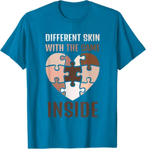 Vista 7 de Camiseta con texto en inglés "Black History Month Different Skin With The Same Love Inside