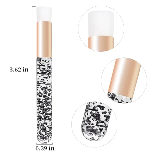 Vista 2 de 30 cepillos de champú para extensiones de pestañas de cristal con purpurina con contenedor, herramienta removedor de cepillos para puntos negros