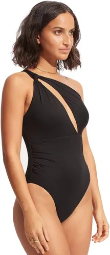 Vista 3 de Seafolly Traje de baño de una pieza con hombros recortados para mujer
