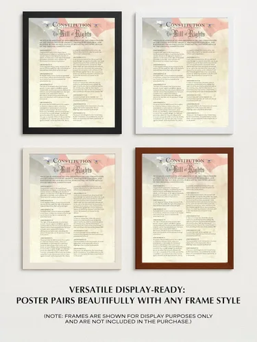 Vista 8 de USA Constitution, The Bill of Rights - Impresión patriótica para pared, 11 x 14 pulgadas, sin marco, bandera estadounidense para decoración