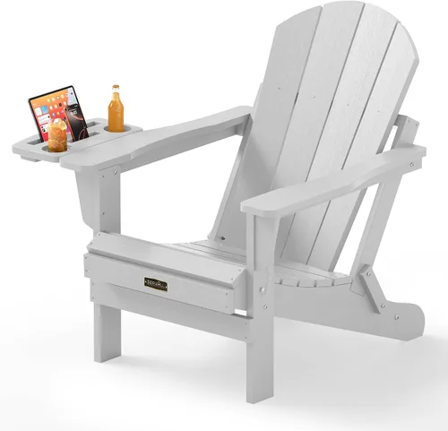 Vista 86 de SERWALL Silla Adirondack plegable para exteriores, silla de patio con portavasos - Ejército
