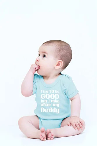 Vista 10 de Crazy Bros Tee's Traje de bebé con texto en inglés "I Try To Be Good, Take After My Daddy", ropa para recién nacido, unisex