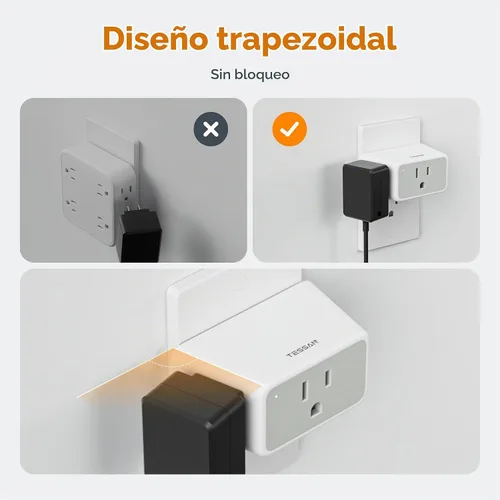 Vista 4 de TESSAN Extensor de toma de pared de enchufe múltiple, 2 paquetes