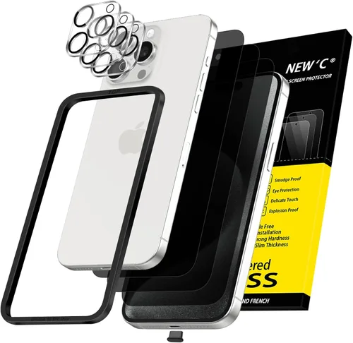 Vista 12 de NEW'C 3x Protector de privacidad para pantalla de iPhone 13 (15,49 cm) + 3x Protector de lente de cámara, protección del sensor, película de vidrio
