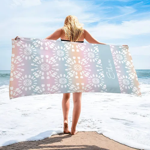 Vista 2 de Toallas de playa personalizadas para niños, hombres y adultos, toallas de playa de microfibra personalizadas con nombres, toalla de playa compactas