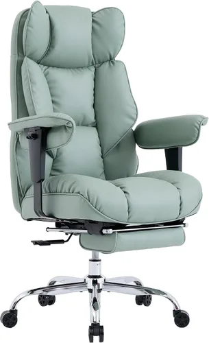 Vista 24 de Efomao Silla de Oficina Grande y Alta 400lbs - Sillas de Oficina Ejecutivas con Reposapiés, Silla de Computadora de Cuero PU Resistente