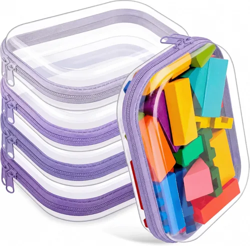 Vista 32 de Hoolerry 4 piezas de estuches rígidos transparentes con cremallera, bolsas de maquillaje, estuche de plástico para lápices, contenedores de caja