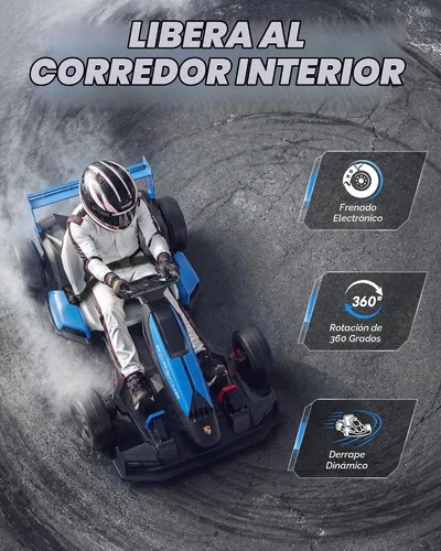 Vista 5 de Go Kart eléctrico de 24 V para niños, con licencia Porsche Drift Azul