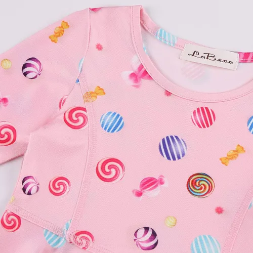 Vista 4 de LaBeca - Vestido sin mangas o de manga larga para niñas, vestidos informales con diseño de unicornio o sirena para niñas pequeñas o grandes