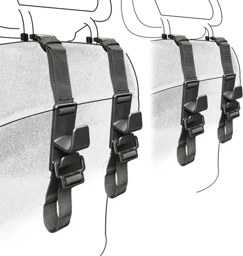 Vista 8 de Paquete de 2 ganchos universales para reposacabezas de automóvil, para interior de automóvil, asiento trasero y delantero, organizador para bolsos