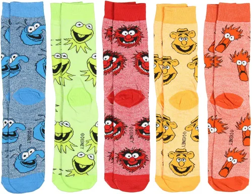 Vista 3 de Bioworld The Muppets Kermit Animal Gonzo Beaker Fozzie 5 Pack Crew Calcetines, Varios