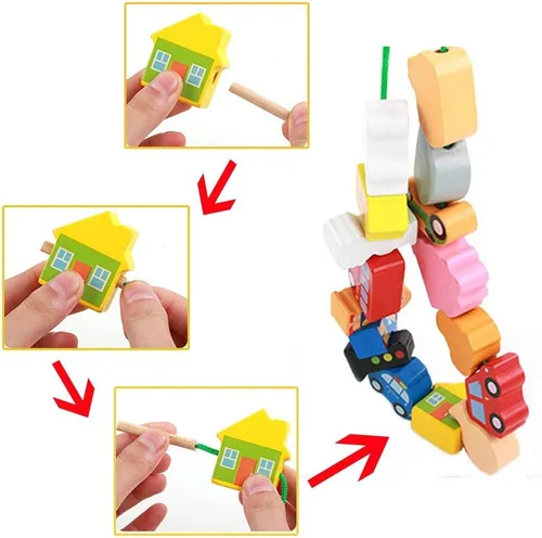 Vista 4 de Juguetes educativos de madera, clasificación de color, bloques apilables para preescolar, rompecabezas para niños pequeños, juguetes de desarrollo