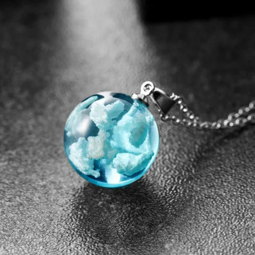 Vista 2 de Lroxiy Collares para mujeres y niñas, diseño creativo de girasol copo de nieve azul cielo hoja colgante cadena de San Valentín regalos joyería