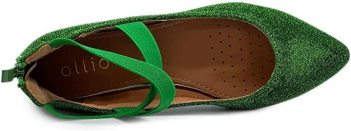 Vista 6 de Ollio Zapatos planos de ballet con correa elástica con purpurina para mujer F189