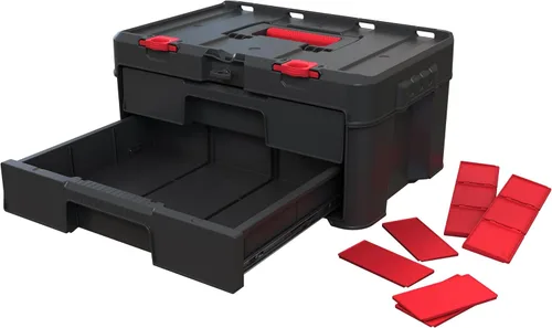 Vista 7 de Keter Stack-n-Roll - Caja de herramientas de dos cajones para piezas pequeñas y accesorios de herramientas eléctricas, se adapta al sistema modular
