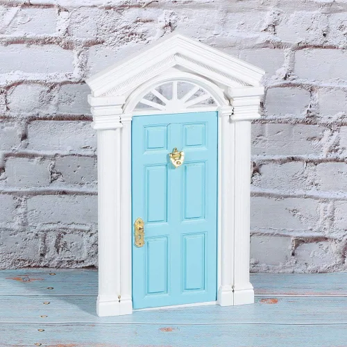 Vista 5 de Puerta de madera de casa de muñecas 1:12, puerta de hadas en miniatura para casa modelo a escala, accesorio de decoración de madera de abedul