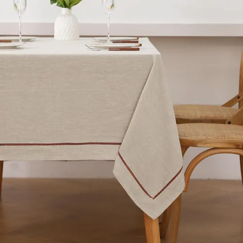 Vista 32 de Linen World - Mantel de lino de otoño de 90 x 60 pulgadas, mantel rectangular lavable de lino francés para comedor, al aire libre, bodas