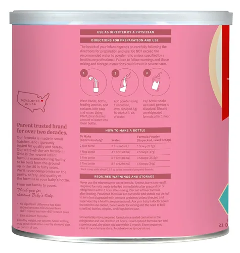 Vista 3 de Baby's Only Baby Formula - Fórmula infantil de nutrición completa, polvo a base de leche con hierro, vitamina E, vitamina D, fórmula infantil fácil