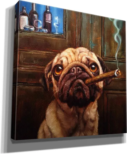 Vista 2 de Epic Graffiti 'Uptown Pug' de Lucia Heffernan, arte de pared en lienzo, 12 x 12 pulgadas