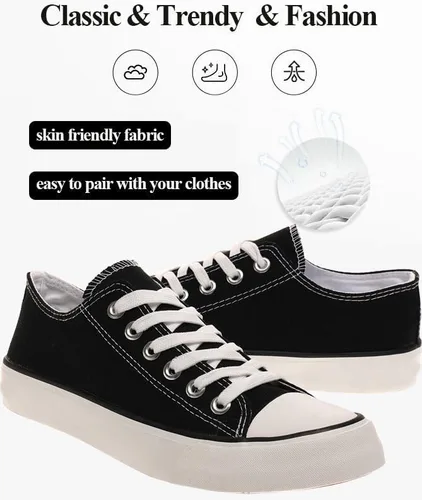 Vista 3 de LUMUBBY Zapatos de lona para mujeres y hombres, tenis de lona con cordones, tenis de lona a la moda, zapatos clásicos casuales para caminar, cómodos