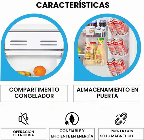 Vista 5 de Koolatron Refrigerador compacto con congelador, 3.2 pies cúbicos (91L), blanco, diseño de respaldo plano que ahorra espacio, puerta reversible