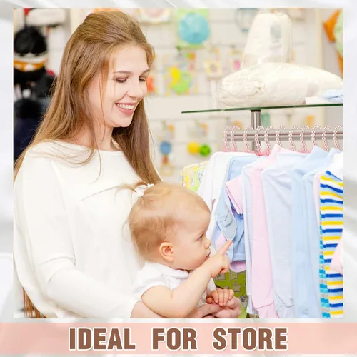 Vista 5 de Threan Rosa 12 piezas de perchas de ropa con cuentas de perlas mini con cuentas de perlas pequeñas de metal con cinta, estándar para niños, bebés