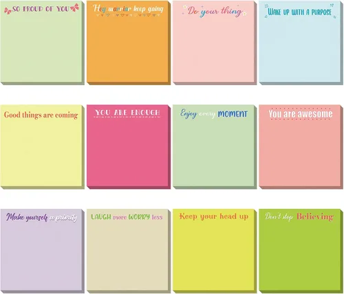 Vista 11 de Zonon 12 Piezas Notas Adhesivas Inspiradoras de 3 x 3 Pulgadas Bloc de Notas Divertidos Motivacionales Regalos Positivos para Maestros Enfermeras