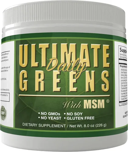 Vista 7 de Daily Health, Ultimate Greens con MSM en polvo, ingredientes naturales veganos sin gluten, soja, sin OMG, superalimento, bebida nutricional vegetal