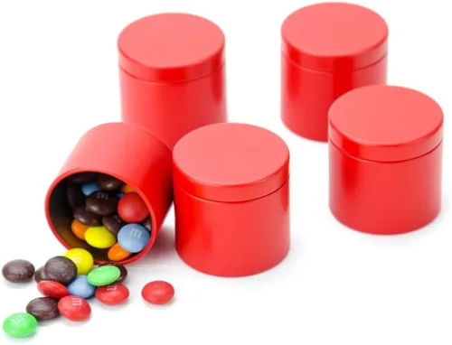 Vista 12 de Caja de lata pequeña con tapas herméticas para almacenamiento de café, té, caramelos, hojas sueltas, té, latas de té, 5 unidades (cinco colores, S)