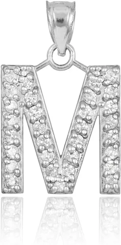 Vista 34 de Claddagh Gold . Collar con colgante de letra inicial de plata de ley 925 con circonita cúbica - Elección de tamaños